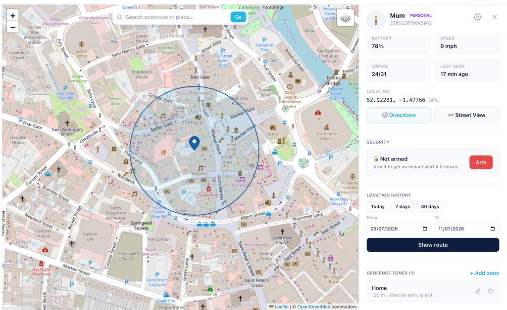 Personal Asset GPS Tracker Real-Time Tracking