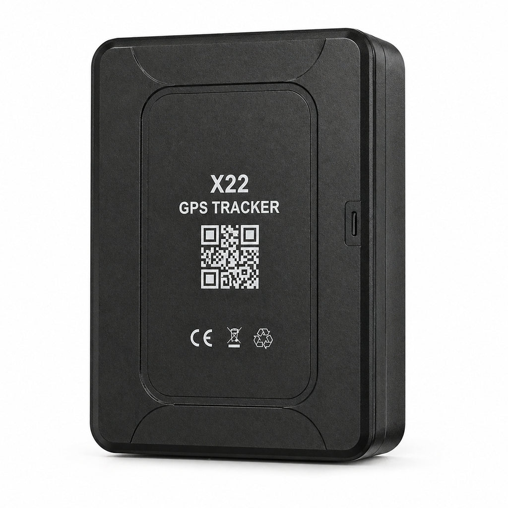 Black GPS tracker X22 on a white background