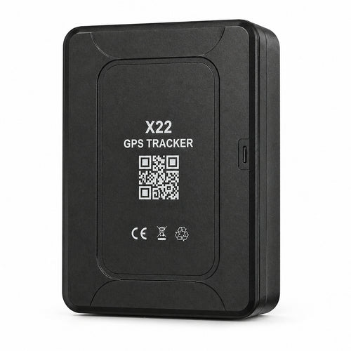 Black GPS tracker X22 on a white background